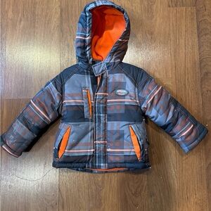 Hawke & Co Orange Plaid Hooded Jacket